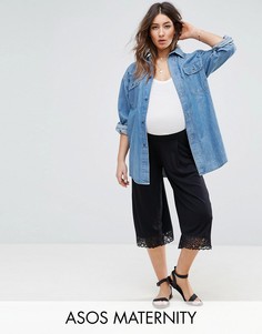 Широкие укороченные кружевные брюки ASOS Maternity - Черный