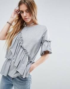 Футболка с оборками и бантом ASOS - Зеленый