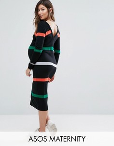 Платье-джемпер в полоску с V-образным вырезом на спине ASOS Maternity - Мульти