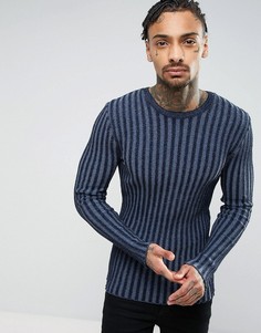 Синий обтягивающий джемпер в рубчик ASOS - Синий