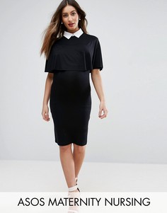 Платье с воротником ASOS Maternity NURSING - Черный
