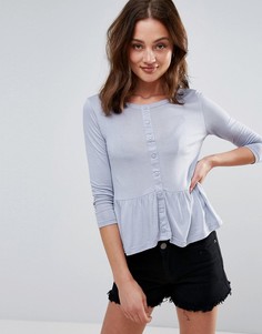 Топ на пуговицах с оборкой Brave Soul - Синий