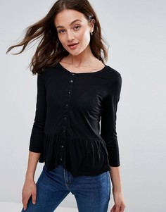 Топ на пуговицах с оборками Brave Soul - Черный