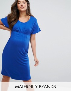 Присборенное трикотажное платье Mamalicious - Синий Mama.Licious