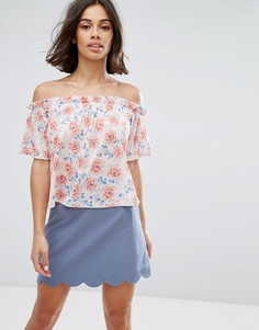 Топ с широким вырезом и цветочным принтом Miss Selfridge - Мульти