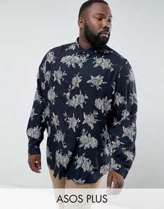 Рубашка классического кроя с цветочным принтом ASOS PLUS - Черный