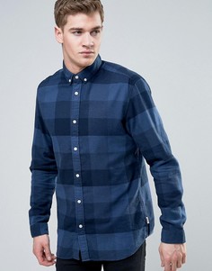 Узкая рубашка в клетку из ткани с добавлением хлопка Jack &amp; Jones Originals - Темно-синий