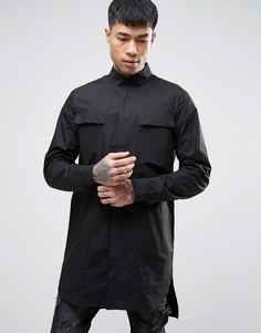 Черная супердлинная рубашка классического кроя ASOS - Черный