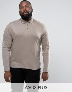 Трикотажное поло с длинными рукавами ASOS PLUS - Серый
