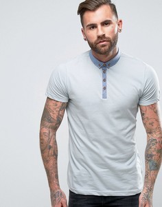 Поло с контрастным воротником из шамбре Brave Soul - Синий