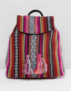 Маленький пляжный рюкзак в полоску ASOS - Розовый