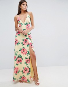 Платье макси с глубоким вырезом и бретелями на спине ASOS - Мульти
