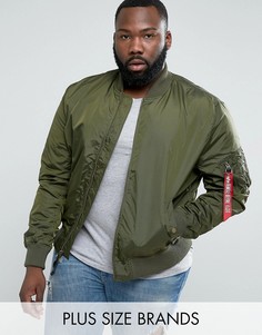 Темно-зеленый узкий бомбер с карманом MA1-TT от Alpha Industries PLUS - Зеленый