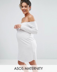 Трикотажное платье с открытыми плечами ASOS Maternity - Серый