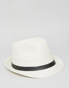 Соломенная шляпа с ремешком 7X - Белый