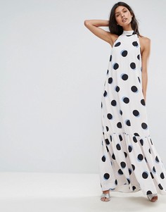 Ярусное платье макси в горошек ASOS - Мульти