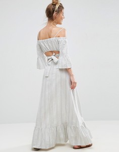 Платье макси в полоску с открытой спиной ASOS - Мульти