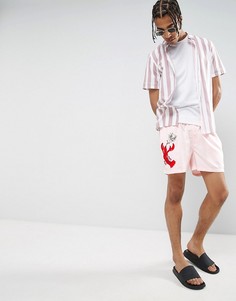 Короткие шорты для плавания с вышивкой омара ASOS x Lot Stock &amp; Barrel - Розовый