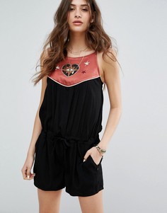 Ромпер с драпировкой и вышивкой Maison Scotch - Черный