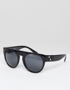 Черные солнцезащитные очки с плоским верхом и вырезом Versace - Черный