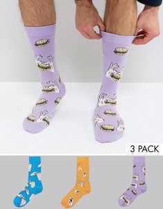 Набор из 3 пар носков с дизайном на тему еды ASOS - Мульти