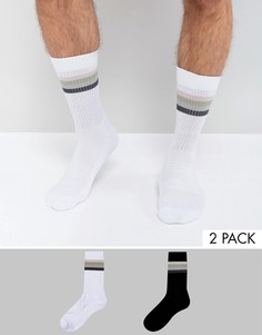 Набор из 2 пар спортивных носков с четырьмя полосками ASOS - Мульти