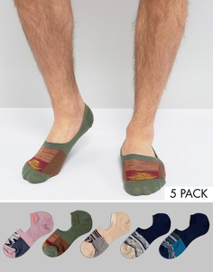 Набор из 5 пар невидимых носков с ацтекским узором ASOS - Мульти