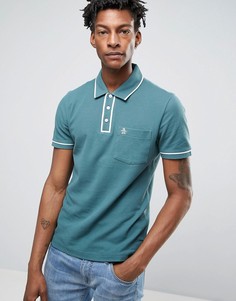 Узкая футболка-поло с карманом и окантовкой Original Penguin - Темно-синий
