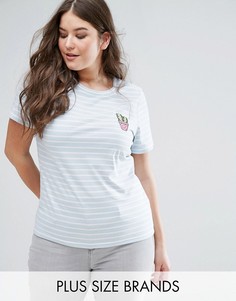 Трикотажная футболка в полоску с нашивкой-кактусом Alice &amp; You - Мульти