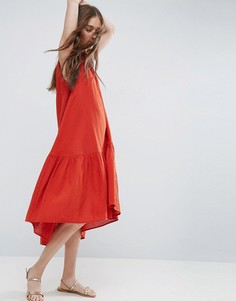 Фактурное платье-трапеция миди без рукавов в решетчатую клетку ASOS - Красный