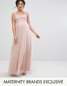 Платье макси из тюля с узлом Chi Chi London Maternity - Фиолетовый