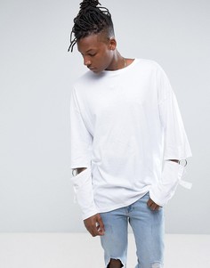 Oversize-лонгслив с вырезом и металлическим кольцом ASOS - Белый
