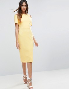 Платье-футляр миди с вырезами на плечах ASOS - Желтый