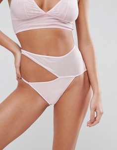 Трусы с завышенной талией и сетчатой вставкой ASOS Tina - Розовый