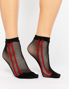Черные сетчатые носки с красными полосками сбоку ASOS - Черный