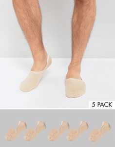 Набор из 5 пар невидимых носков телесного цвета ASOS - Бежевый