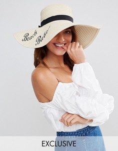 Соломенная шляпа с фразой Beach Babe South Beach - Бежевый