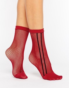 Красные сетчатые носки с черной полоской по бокам ASOS - Красный