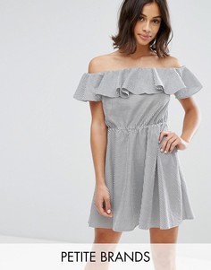 Платье мини с широким вырезом и оборкой Miss Selfridge Petite - Мульти