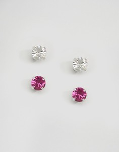 Набор из двух пар серег-гвоздиков с кристаллами Swarovski Krystal London - Розовый