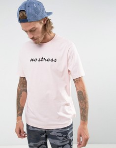 Свободная футболка с вышивкой ASOS - Розовый