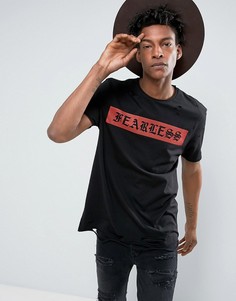 Свободная футболка с принтом и прорехами ASOS - Белый