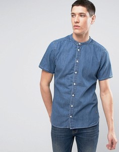 Джинсовая рубашка с короткими рукавами и воротником на пуговицах Casual Friday - Синий