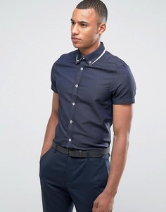 Узкая рубашка с короткими рукавами Burton Menswear - Темно-синий