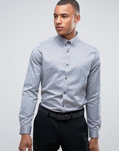 Строгая узкая рубашка с двойным воротником Burton Menswear - Серый