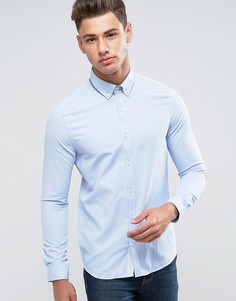 Строгая узкая рубашка с двойным воротником Burton Menswear - Синий