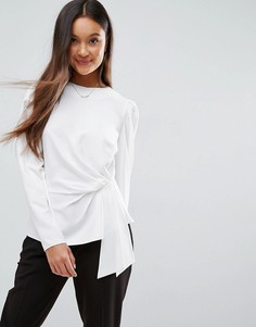 Блузка с длинными рукавами и отделкой в стиле оригами ASOS - Белый
