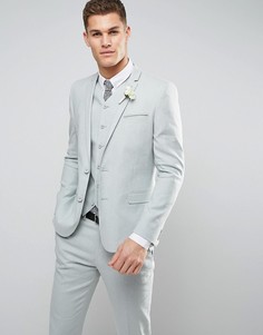 Пиджак скинни из ткани на основе хлопка и льна ASOS WEDDING - Зеленый