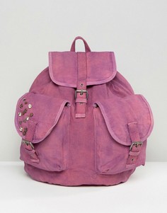 Большой парусиновый рюкзак с эффектом кислотной стирки и заклепками ASOS - Розовый