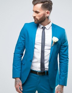 Синий зауженный пиджак из эластичного хлопка ASOS WEDDING - Синий